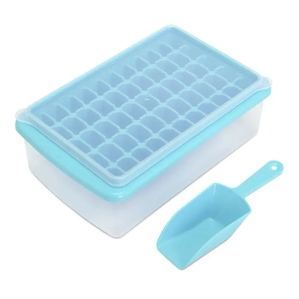 Ice Cube Tray With Lid Bin & Scoop ,55 Cubes Per Tray 3 Trays (See Description)